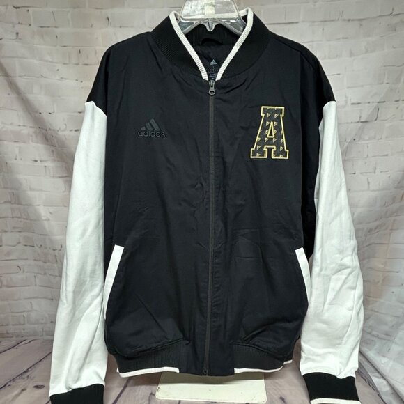 Adidas ALL SZN Mens Black White Varsity Logomania Collegiate Jacket Size Large - Picture 2 of 8